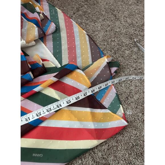 Ganni Rainbow Stripe Light Chiffon Halter Coverup Maxi Dress Georgette 6 - Picture 9 of 13